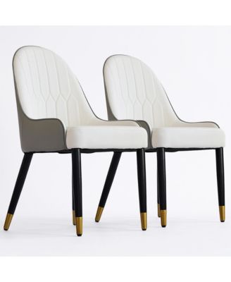 Modern Kitchen Dining Chairs Faux Leather Upholstery with Thick Padding and Metal Legs Great for Dining Room or Kitchen