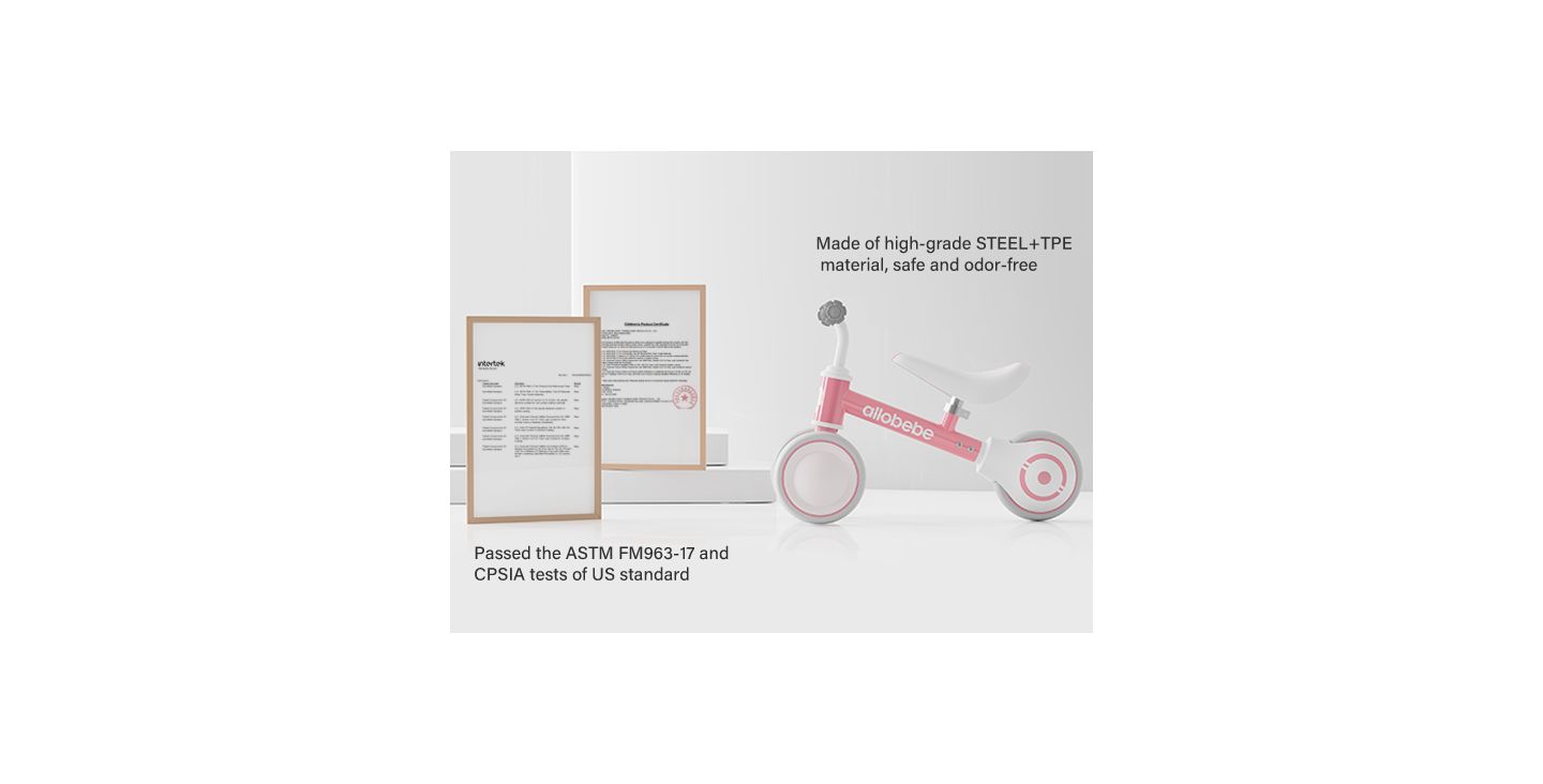 Детская игрушка Allobebe Baby 3-Wheel Balance Bike with Adjustable Seat and Silent Wheels, Ages 1-3, цвет: Красный розовый — фото 12