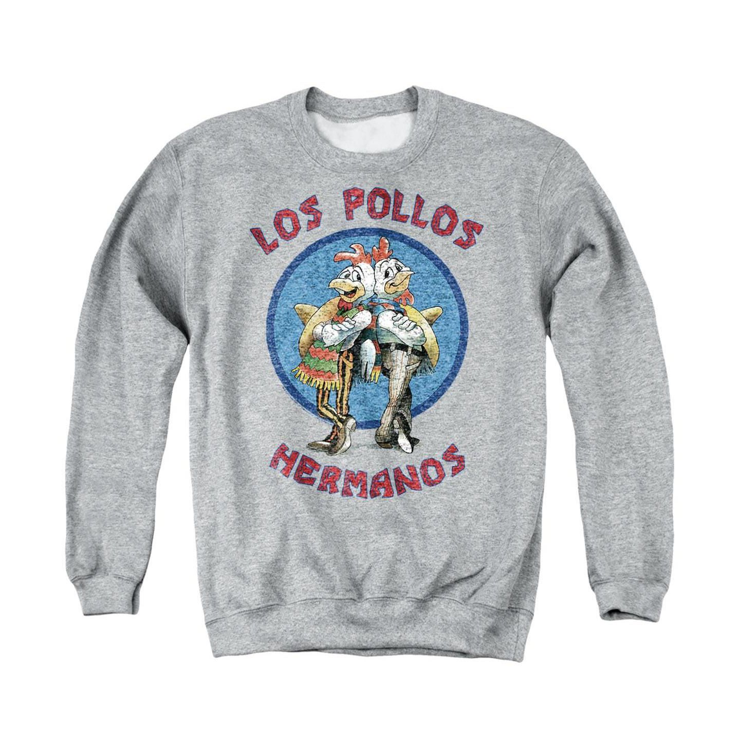 Мужская толстовка Breaking Bad Los Pollos Hermanos Graphic Long-Sleeve Regular-Fit Crewneck, цвет: Меланжевый — фото 1