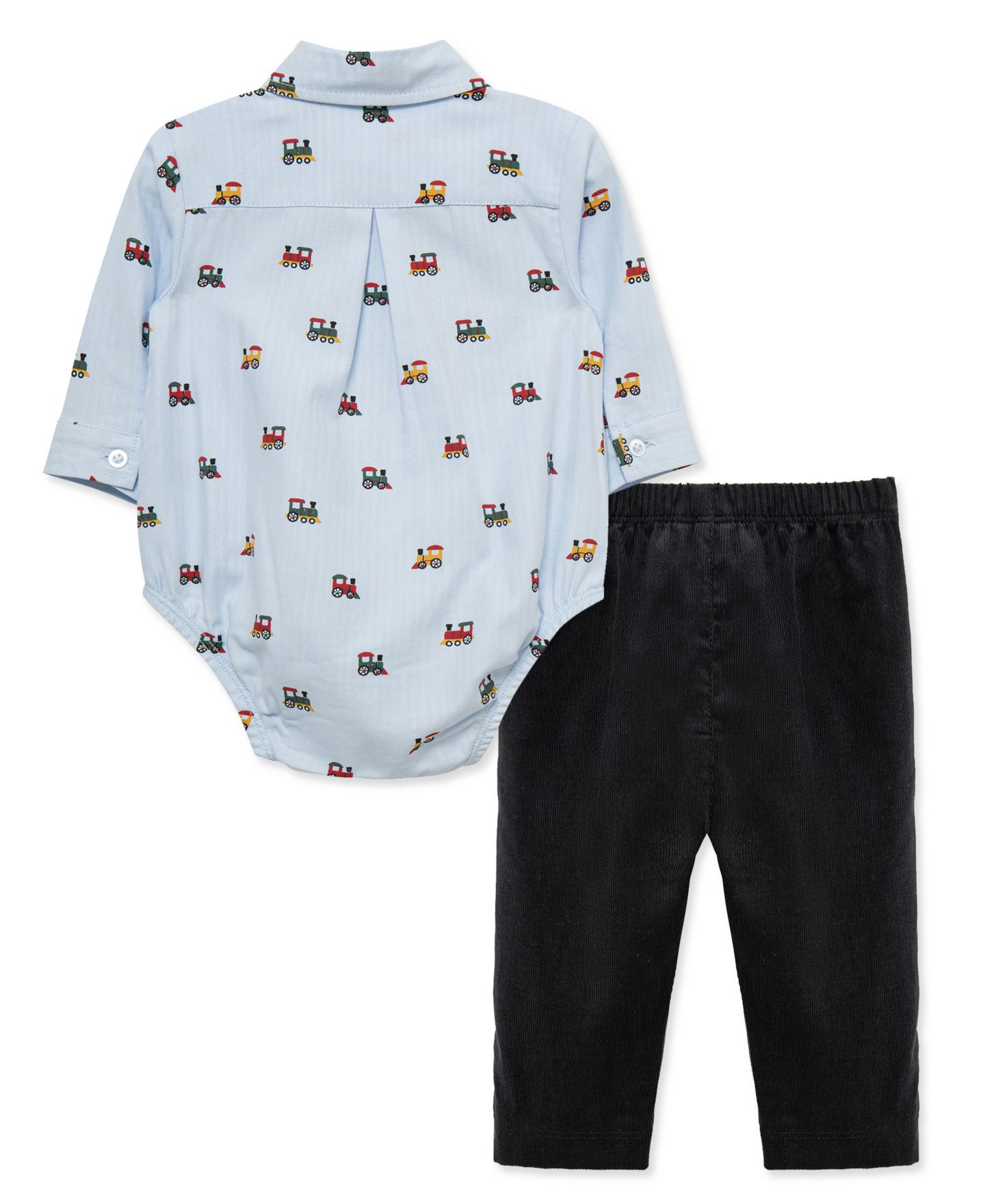 Комплект Little Me Train Print Bodysuit and Pants, 2-Piece Set для мальчиков-малышей, цвет: Синий — фото 2