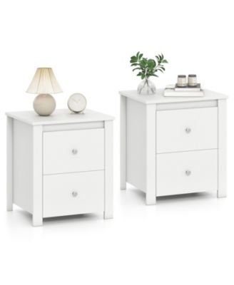 2 Piece Nightstand with  2 Drawers Bedside Table Floor Standing Sofa Side Table