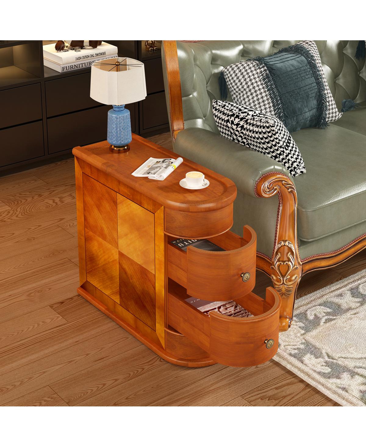 Streamdale Furniture Wood End Table with 2 Drawers