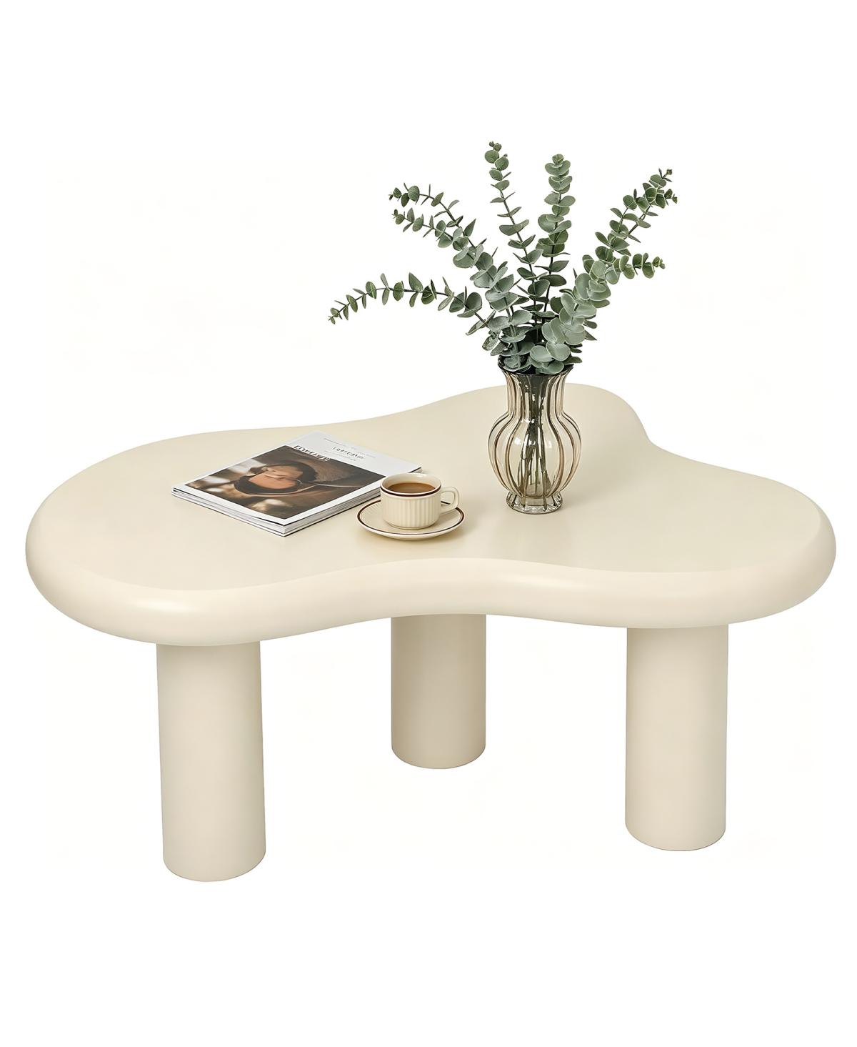 Streamdale Furniture Modern Cloud Coffee Table with 3 Legs - White