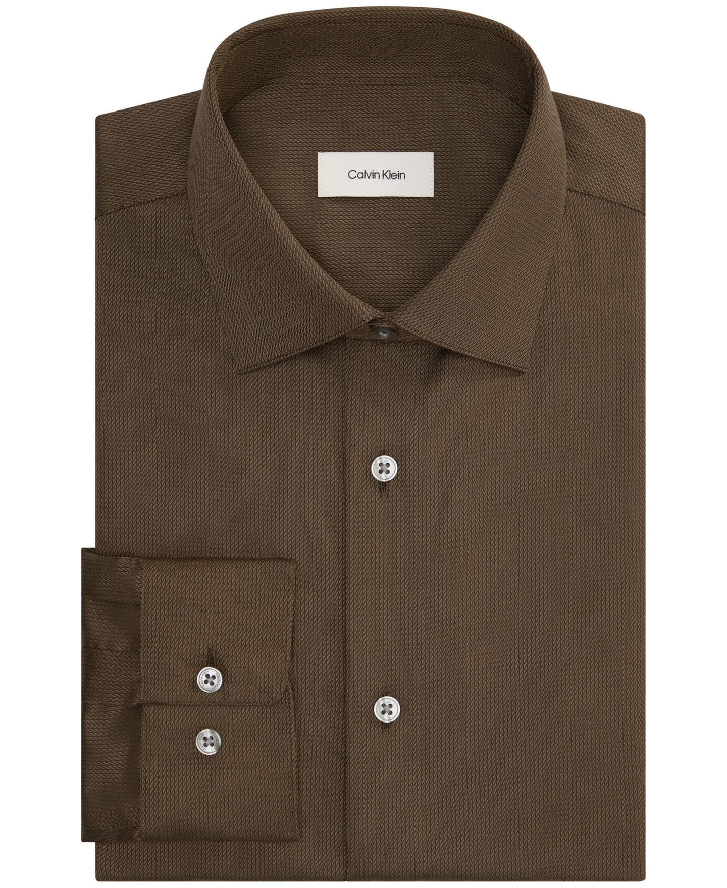 Мужская рубашка Calvin Klein Performance Wrinkle Free Stretch, Slim Fit Dress Shirt, цвет: Коричневый рыжевато-коричневый — фото 1