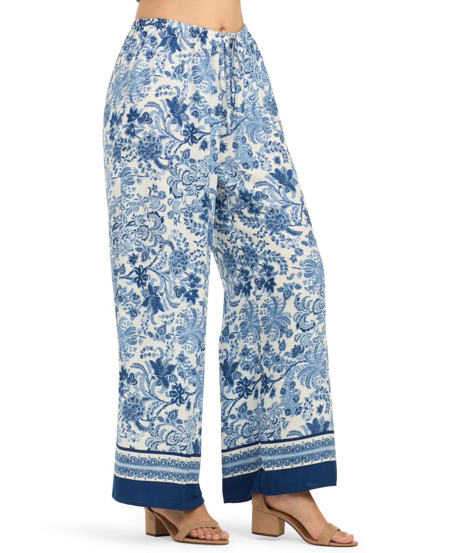 Женские брюки BCX Juniors' Floral-Print Wide-Leg Pull-On Pant, цвет: Синий пальмовый — фото 2