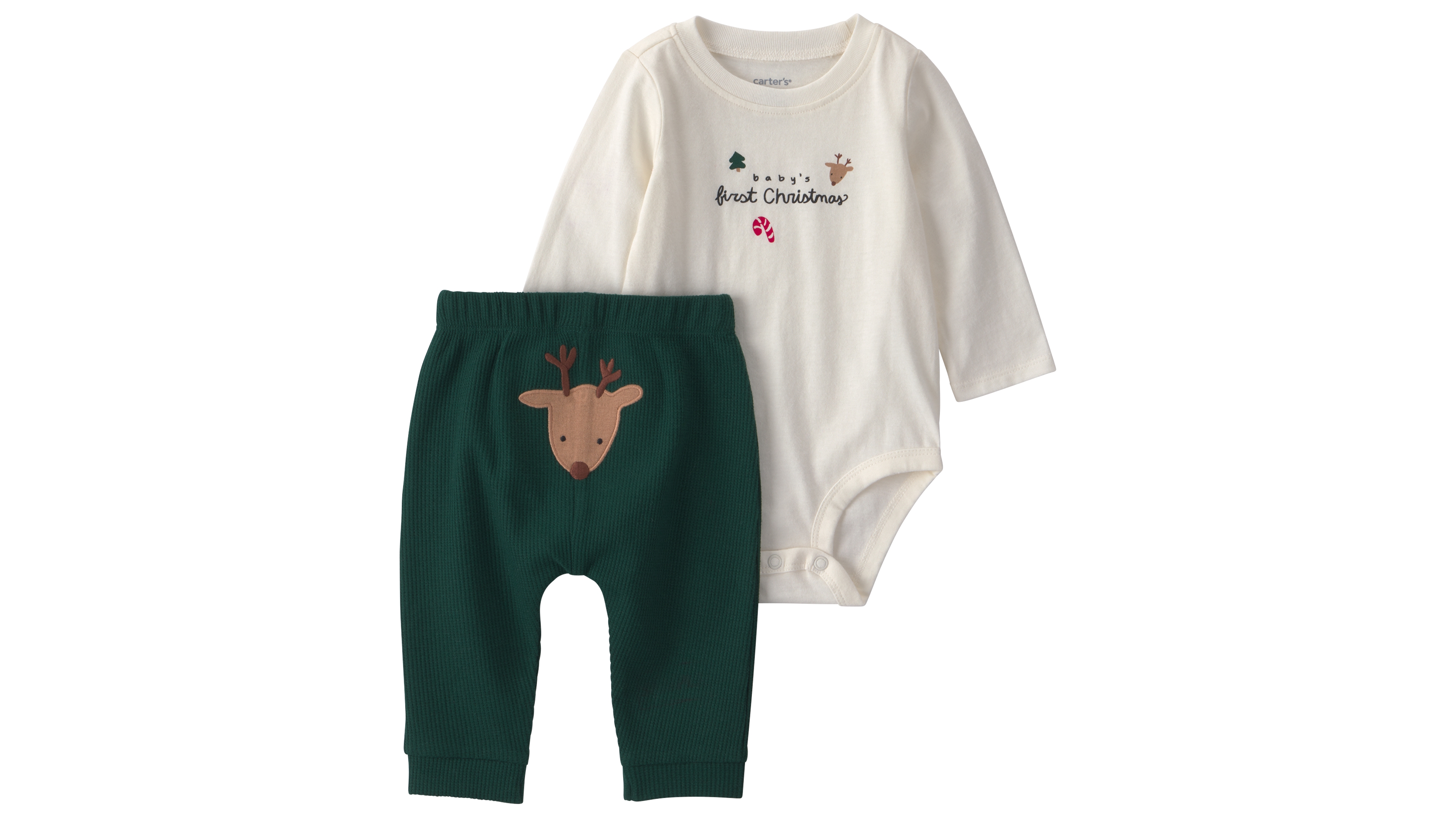 Carter's Baby Boys' and Girls' Baby's First Christmas Bodysuit Pants, 2-Piece Set