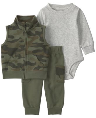Baby Boys' Camo Vest, Long-Sleeve Bodysuit and Pants, 3-Piece Set