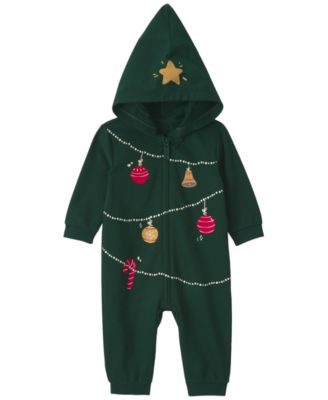 Baby Boys' and Baby Girls' Christmas Tree French Terry Jumpsuit 