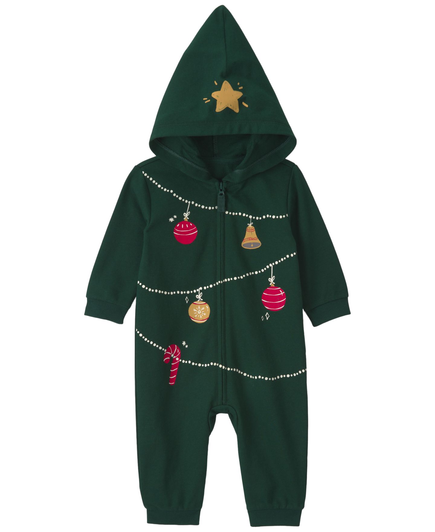 Комбинезон Carter's Christmas Tree French Terry Jumpsuit для малышей, цвет: Зелёный — фото 1
