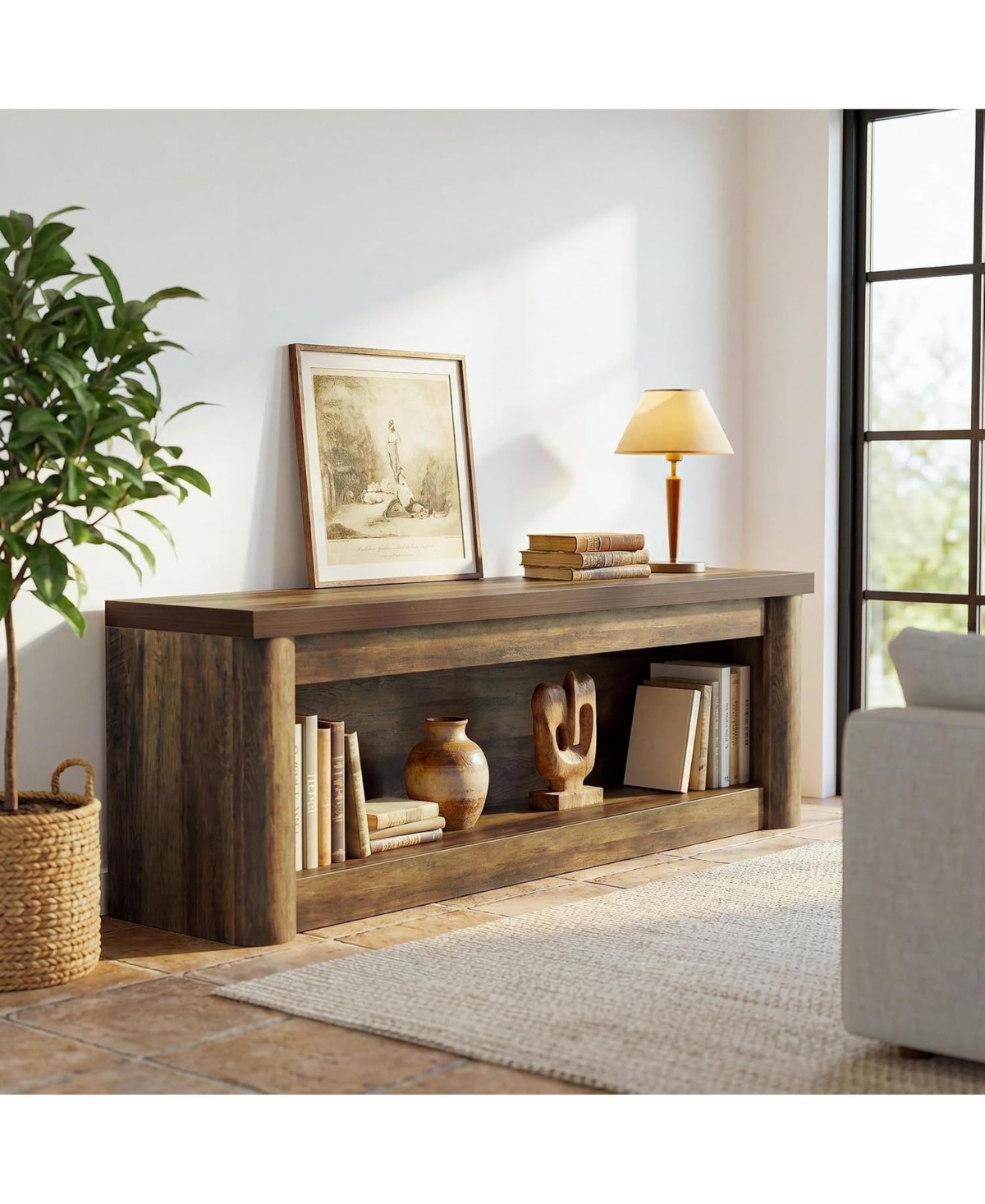 Tribesigns 63" Tv Stand for TVs up to 75", Rustic Media Console