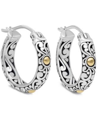 20mm Bali Filgree Hoop Earrings in Sterling Accents
