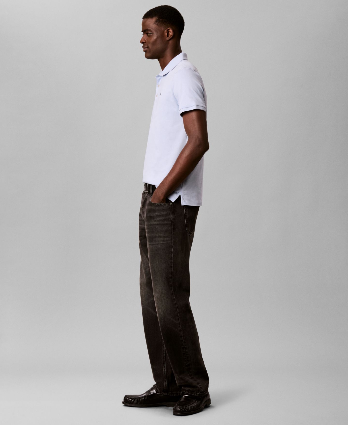 Мужское поло Calvin Klein Solid Polo Shirt, цвет: Синий, вариант 1 — фото 3