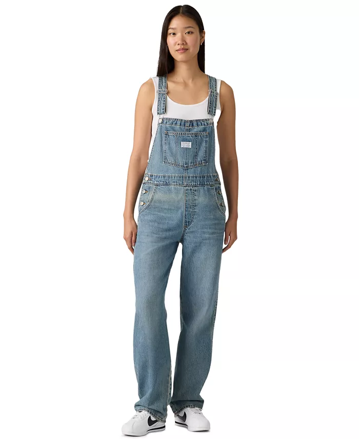 Women's Vintage-Inspired Drapey Fit Denim Overalls