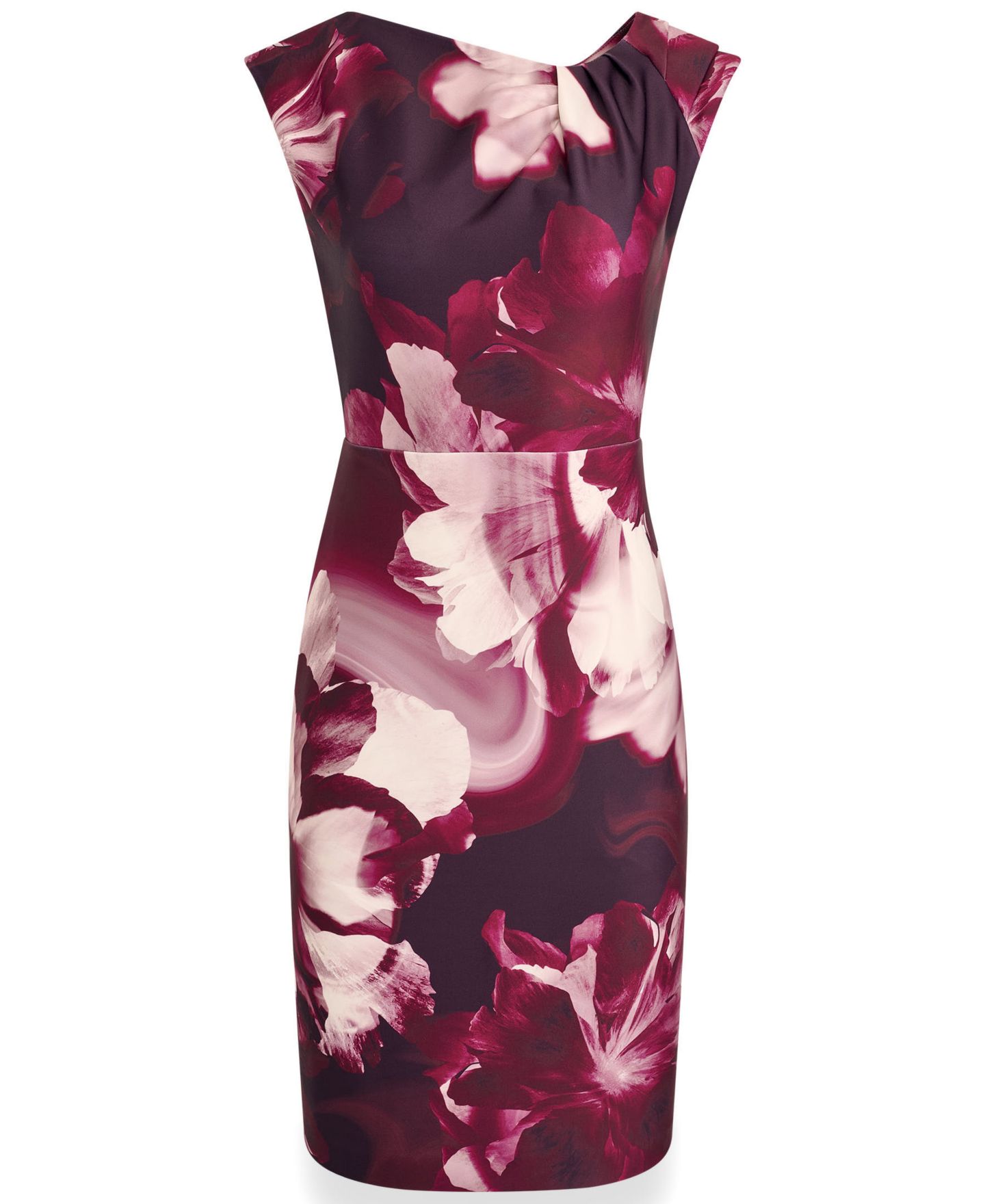Женское платье Donna Karan New York Floral-Print Asymmetric-Neck Sheath, цвет: Чёрный вишнёвый разноцветный — фото 5