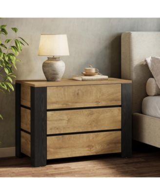 36" Wide Nightstand, Oversized Night Stand with 3 Drawers