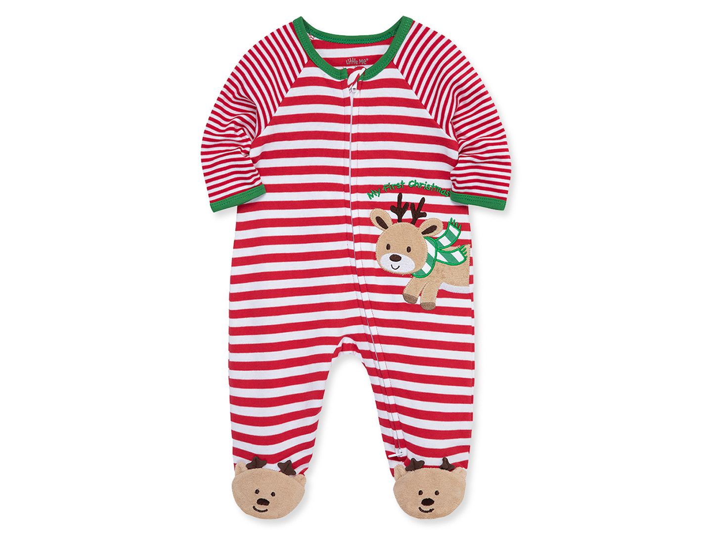 Комбинезон Little Me Reindeer Stripe Footed Coveralls для мальчиков-малышей, цвет: Красный — фото 3