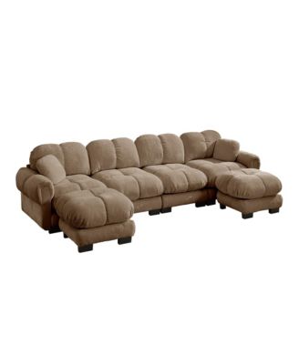 Oversize Chenille U-Shaped Sofa, Deep Seat Sofa Couch with Movable Ottoman