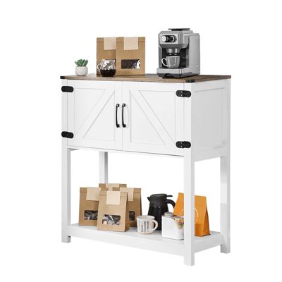 Farmhouse Coffee Bar Cabinet with 3-Tier Storage and Magnetic Doors 31.5 In Wide