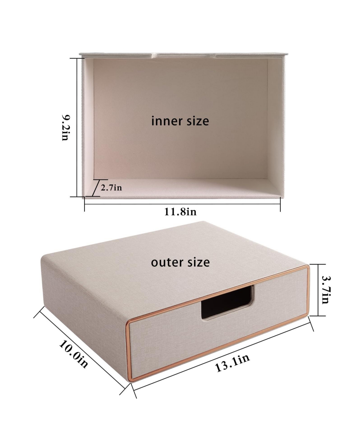 Danrong Faux Leather Stackable Drawer Organizer Desk File Storage For Home Office Supplies