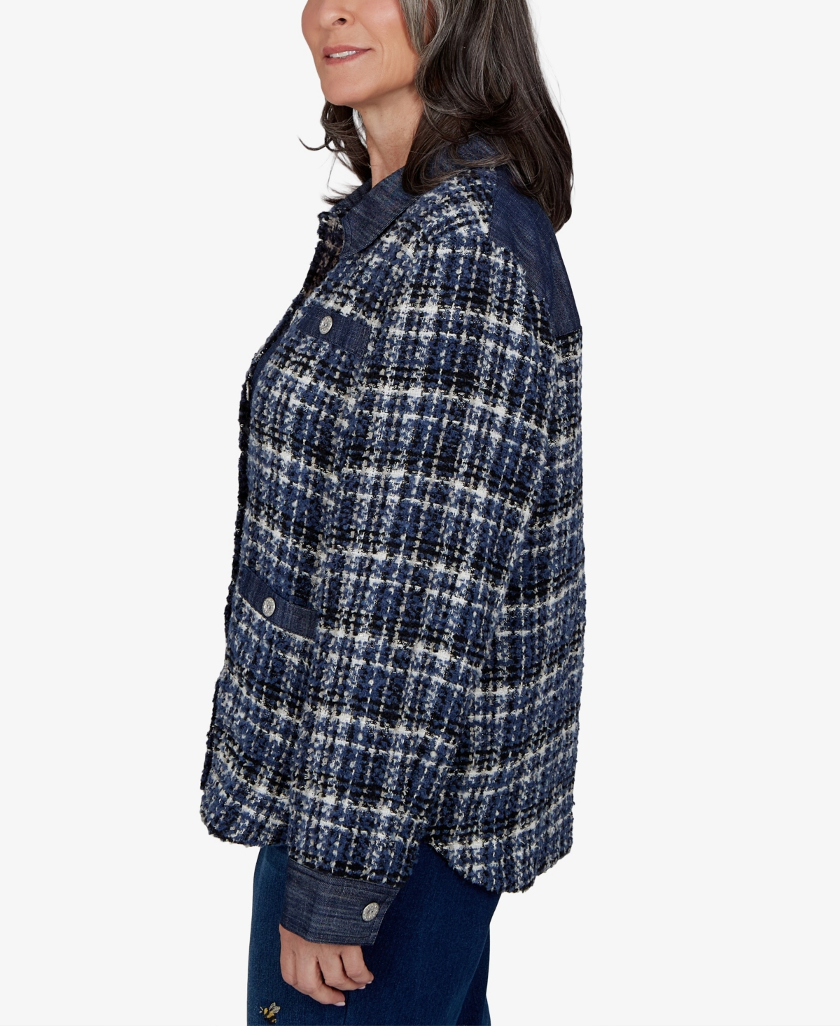 Alfred Dunner Petite Plaid Tweed Shirt Jacket