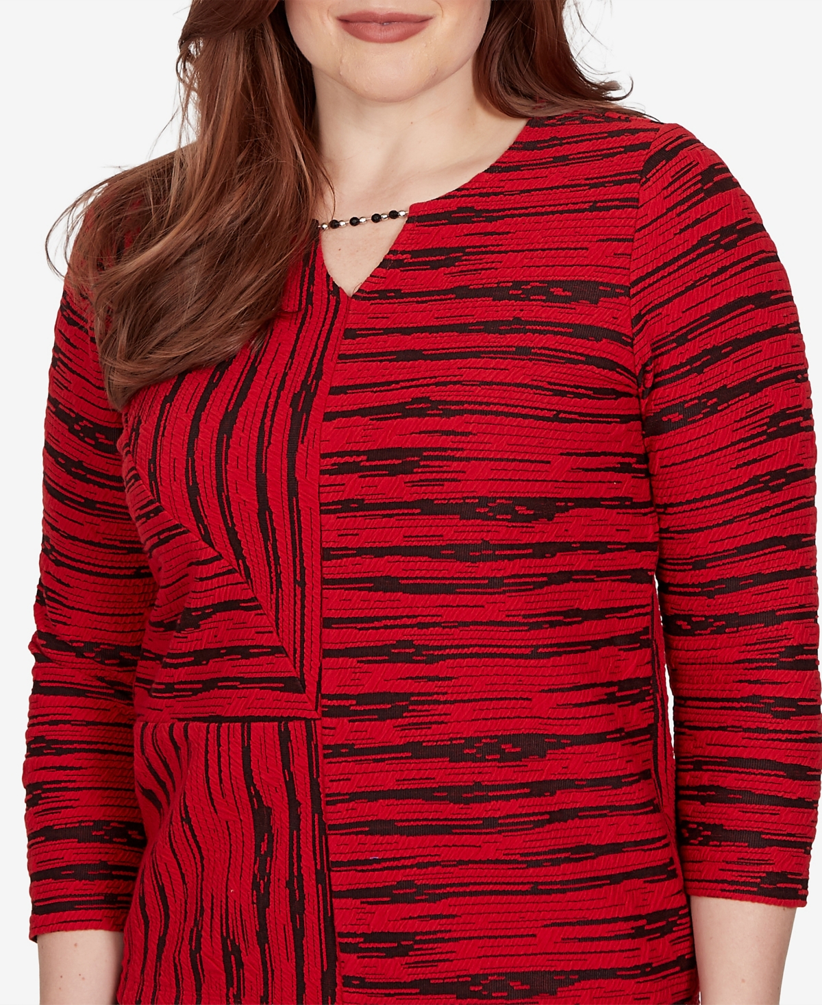 Alfred Dunner Petite Keyhole Neck 3/4-Sleeve Blouse