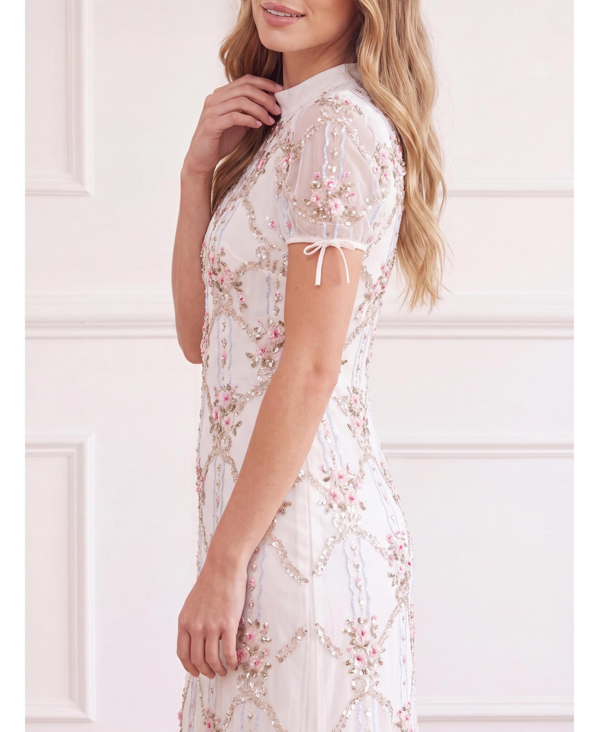 Needle & Thread Women's High-Neck Embroidered Maxi Gown
