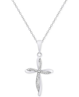 Macy's sterling sale silver cross necklace