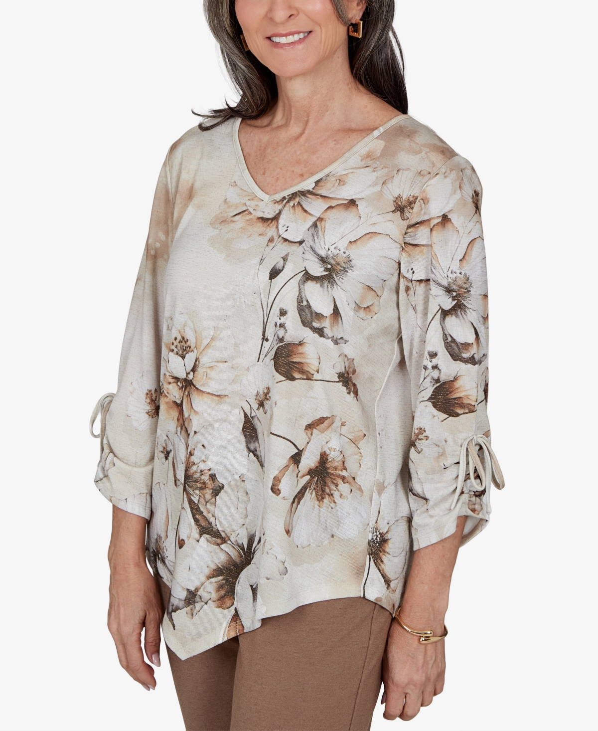 Alfred Dunner Women's Floral 3/4-Sleeve Blouse