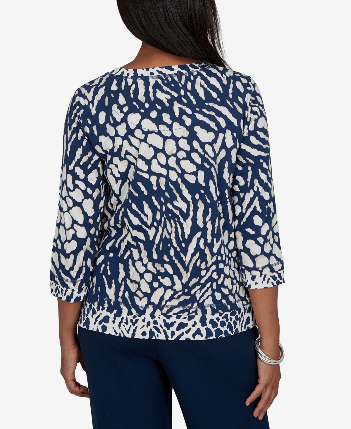 Alfred Dunner Women's Print 3/4-Sleeve T-Shirt