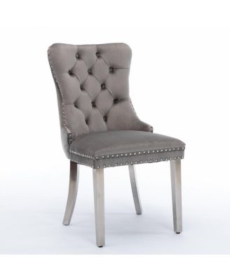 Velvet Tufted Contemporary Dining Chair with Chrome Legs
