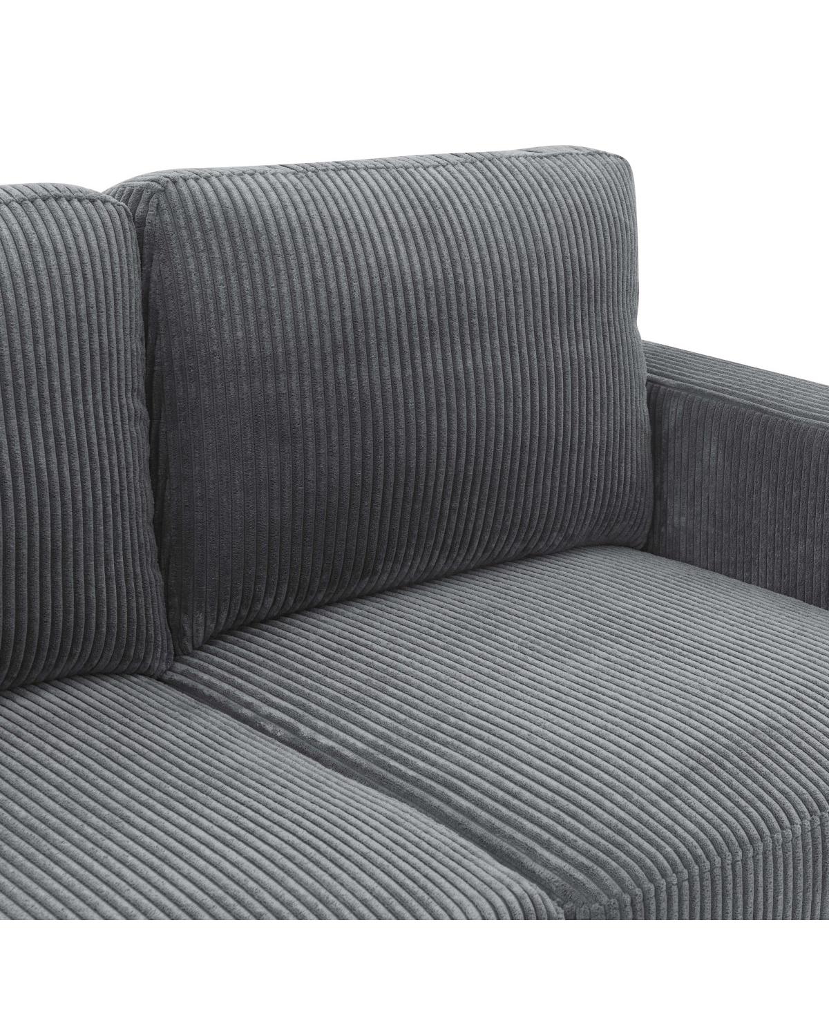 Streamdale Furniture Savannah Modular Corduroy Sectional Sofa with Ottoman