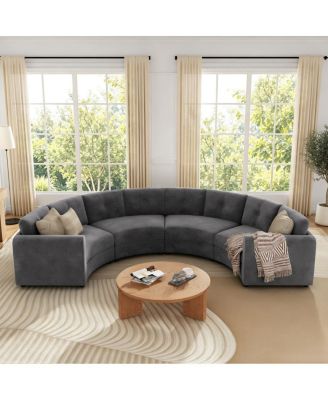 4-Piece Upholstered Curved Modular Sectional Sofa