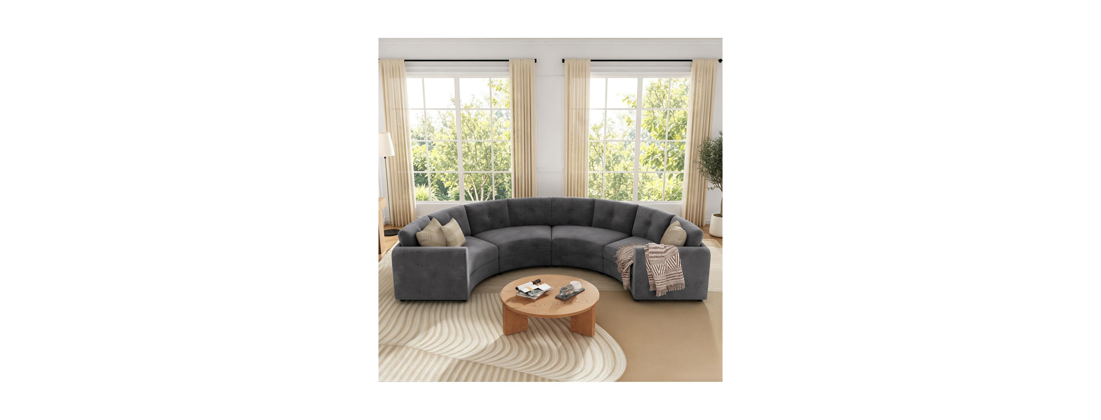 Streamdale Furniture 4-Piece Upholstered Curved Modular Sectional Sofa