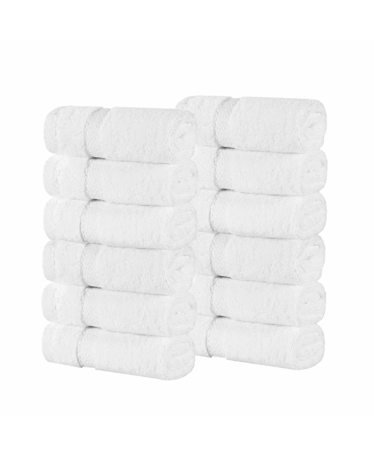 Superior Niles Egypt Produced Giza Dobby Ultra-plush Thick Soft Absorbent 12-piece Face Towel Washcloth Set In White