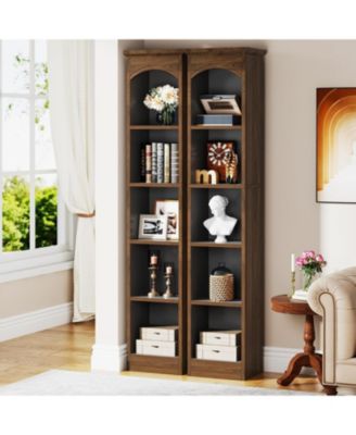 70.9'' Tall Narrow Bookcase Set of 2, 5-Tier Cube Bookshelf