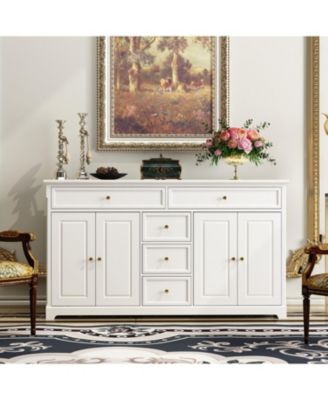 Homsee Large 60" Storage Cabinet 4-Door 5-Drawer Organizer with Knobs