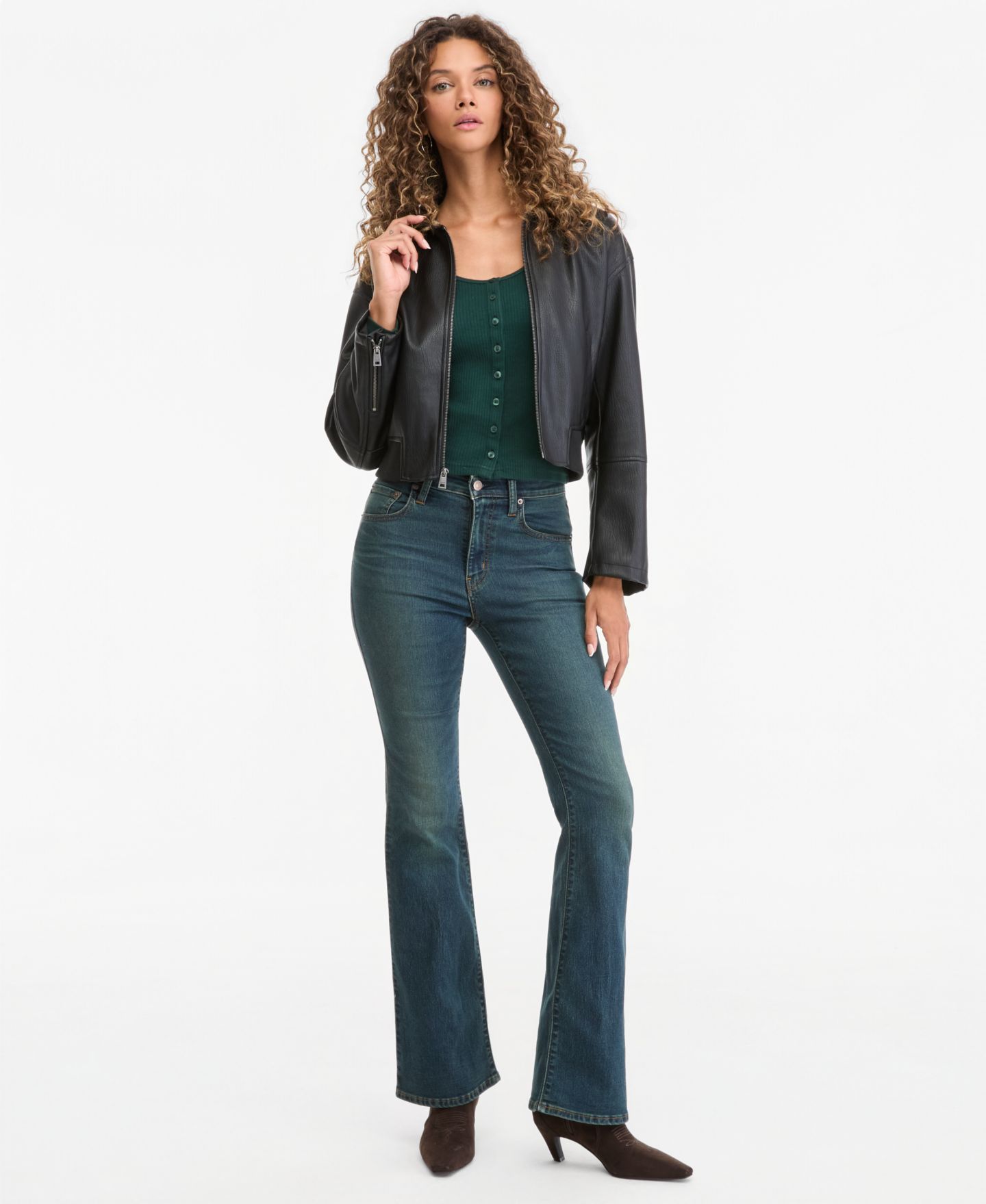 Женская куртка Levi's Faux Leather Bomber, цвет: Пепельный — фото 6