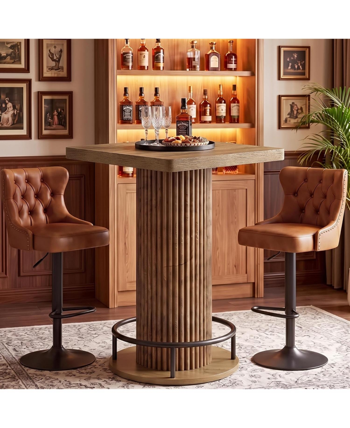 Tribesigns Square Bar Table, 39.4" H Brown Bistro Pub Table
