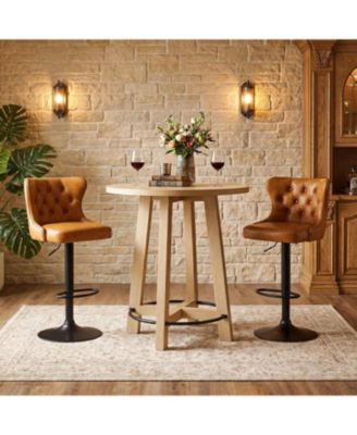 Light Wood Round Bar Table, Modern Bistro Pub Table, Oak