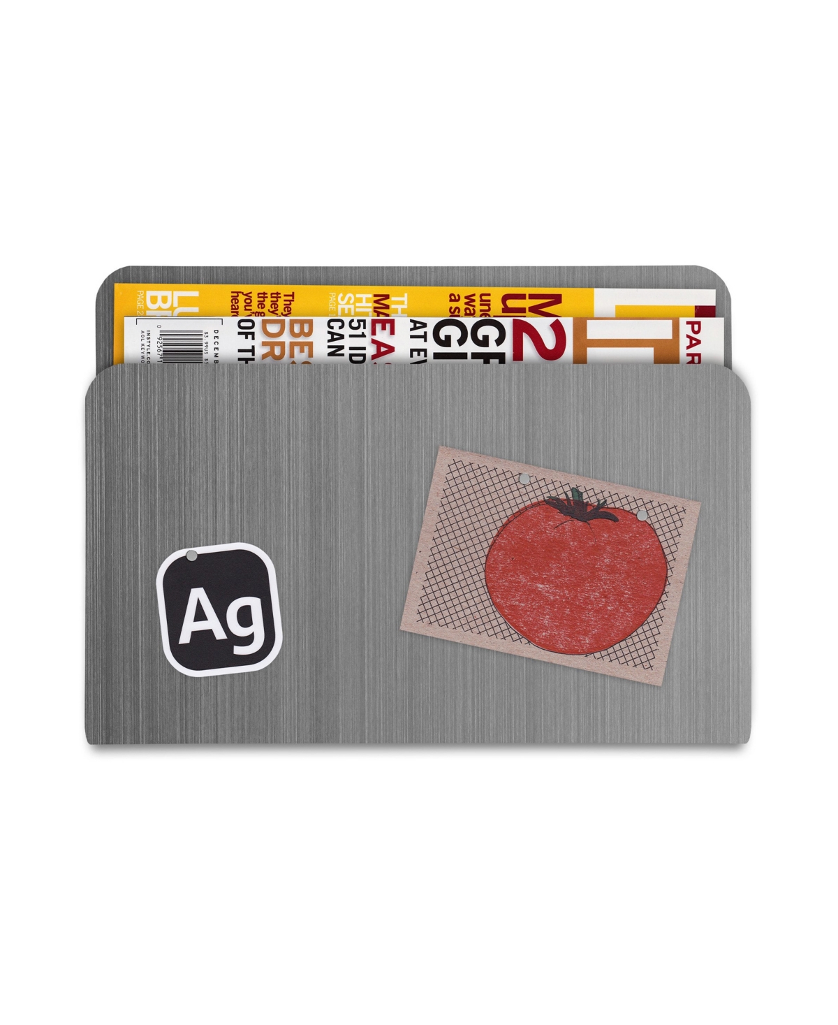 three by 12" Magnetic Magazine Pocket Wall Organizer