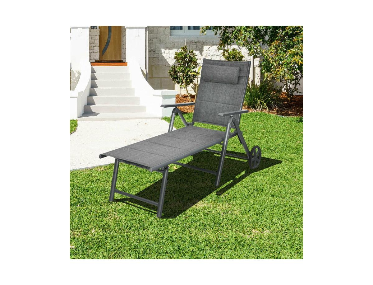 Lucky One Patio Reclining Chaise Lounge with Adjustable Backrest and Pillow