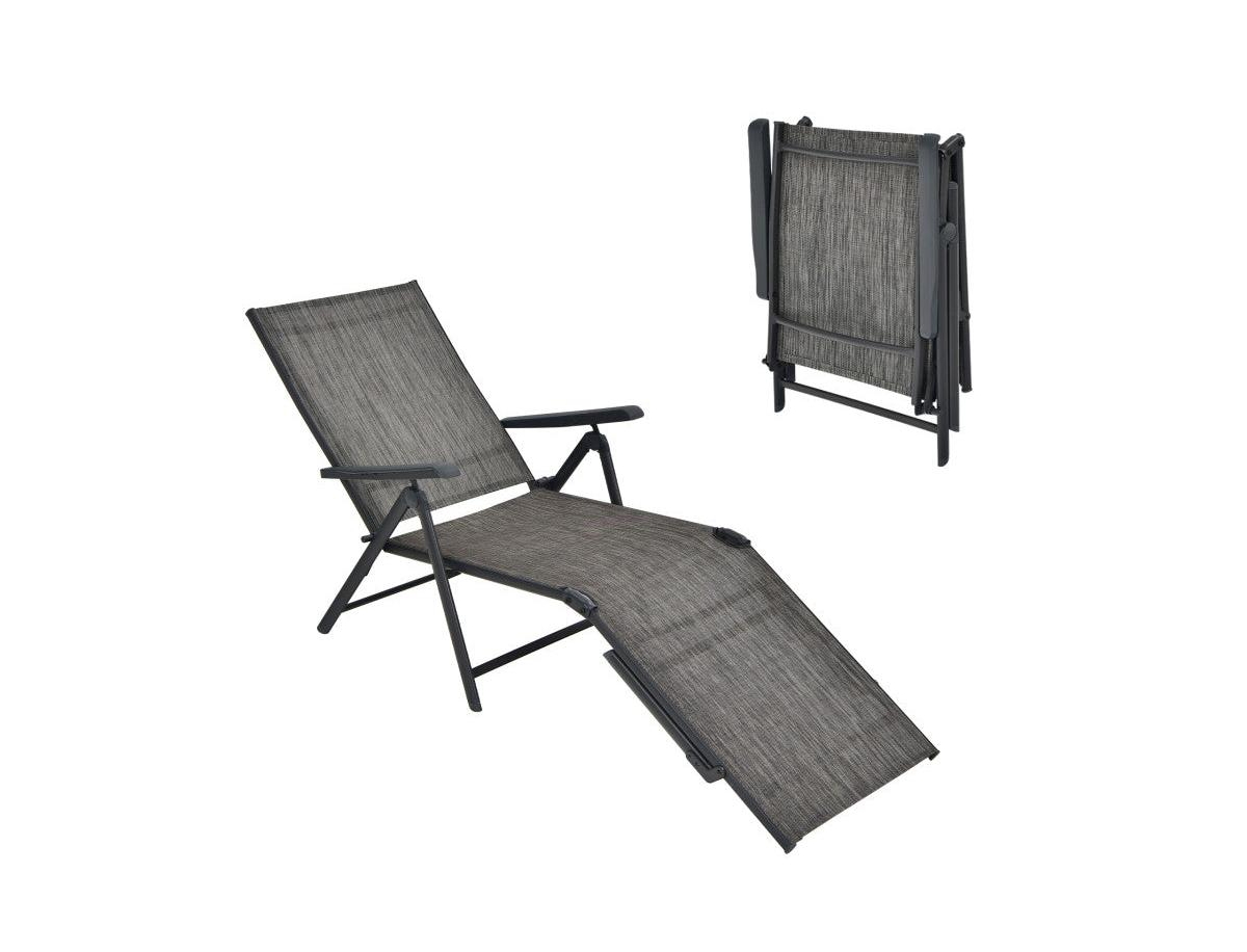 Lucky One Foldable Patio Chaise Lounge Chair with Adjustable Backrest and Footrest