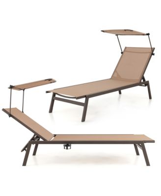 2Pieces 6-Position Recliner Lounge Outdoor Adjustable Reclining Chair Poolside