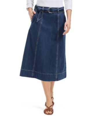 Big Girls Women's Soft Denim A-line Midi Skirt