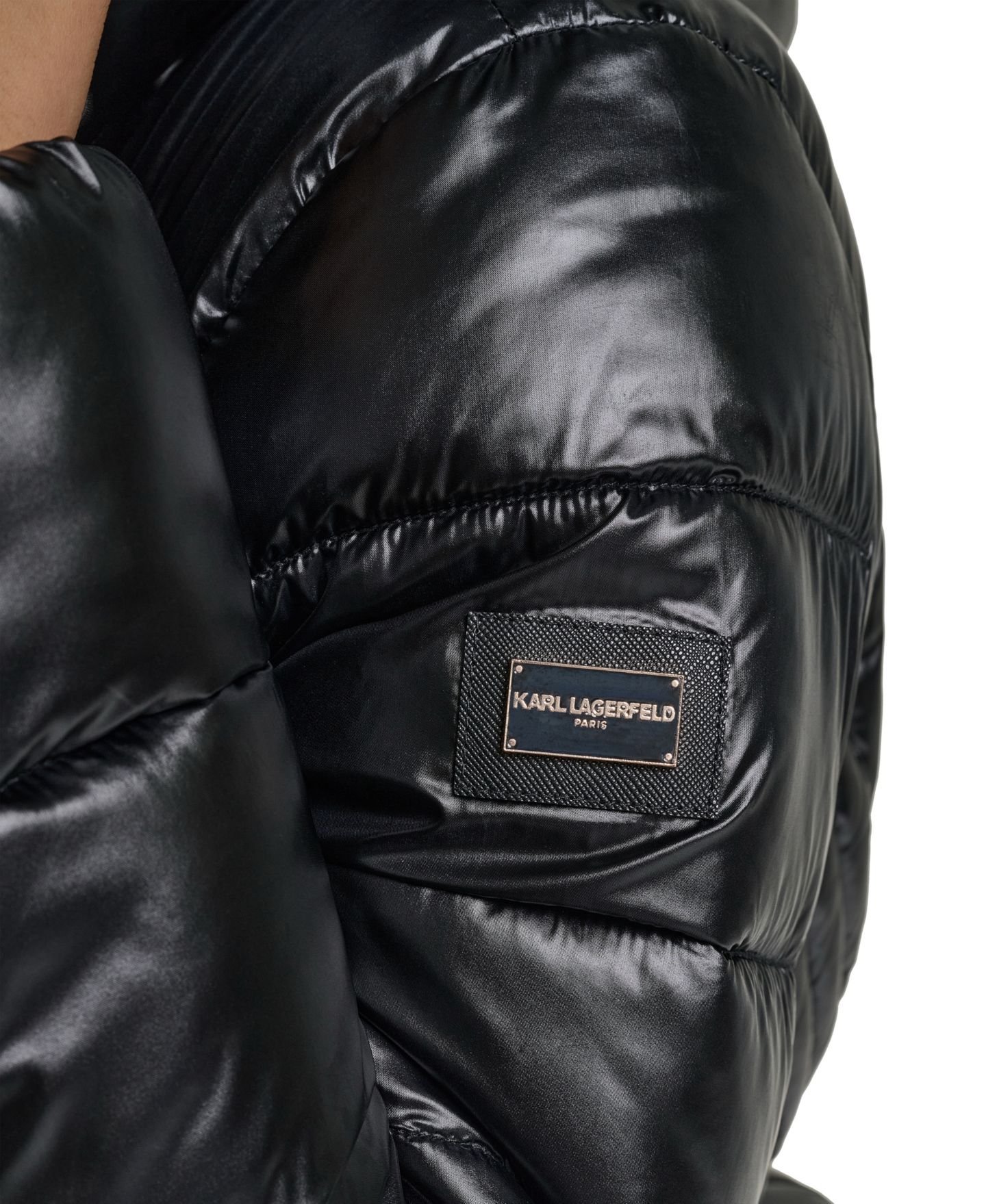 Женская куртка KARL LAGERFELD PARIS Hooded Belted Faux-Fur Collar Puffer Coat, Created for Macy's, цвет: Чёрный — фото 11