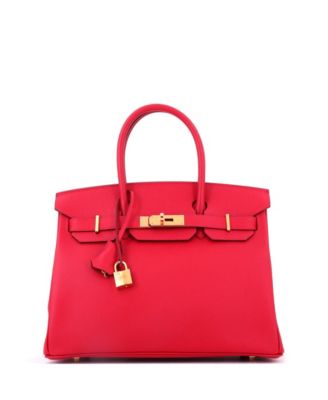 Pre-Owned Hermes Birkin 30 Handbag Red Epsom with Gold Hardware