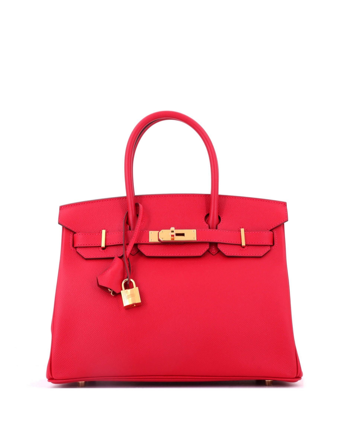 Pre-Owned Hermes Birkin 30 Handbag Red Epsom with Gold Hardware - Red