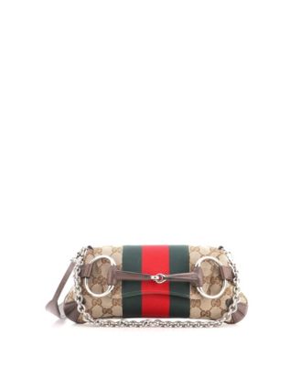Small Horsebit NM Web Chain Clutch GG Canvas
