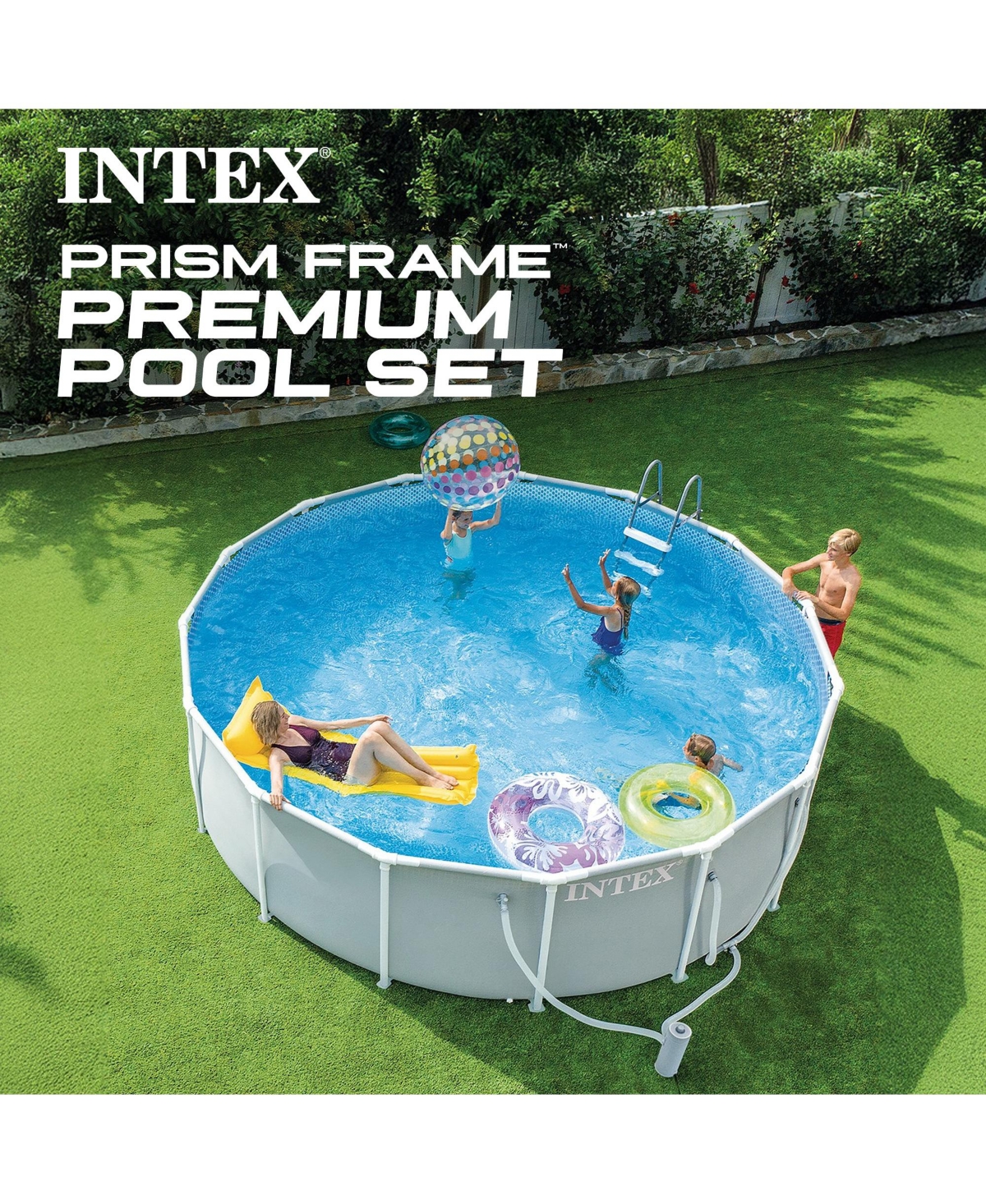 Intex Prism Frame 15ft x 48in Premium Above Ground Pool Set with Filter Pump