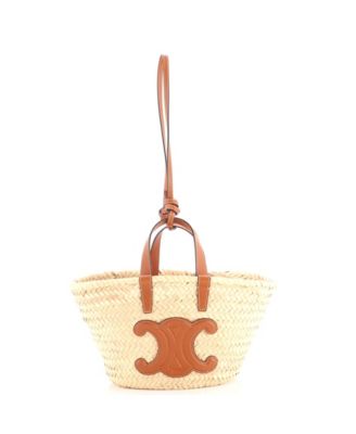 Teen Triomphe Basket Shoulder Bag Raffia with Leather